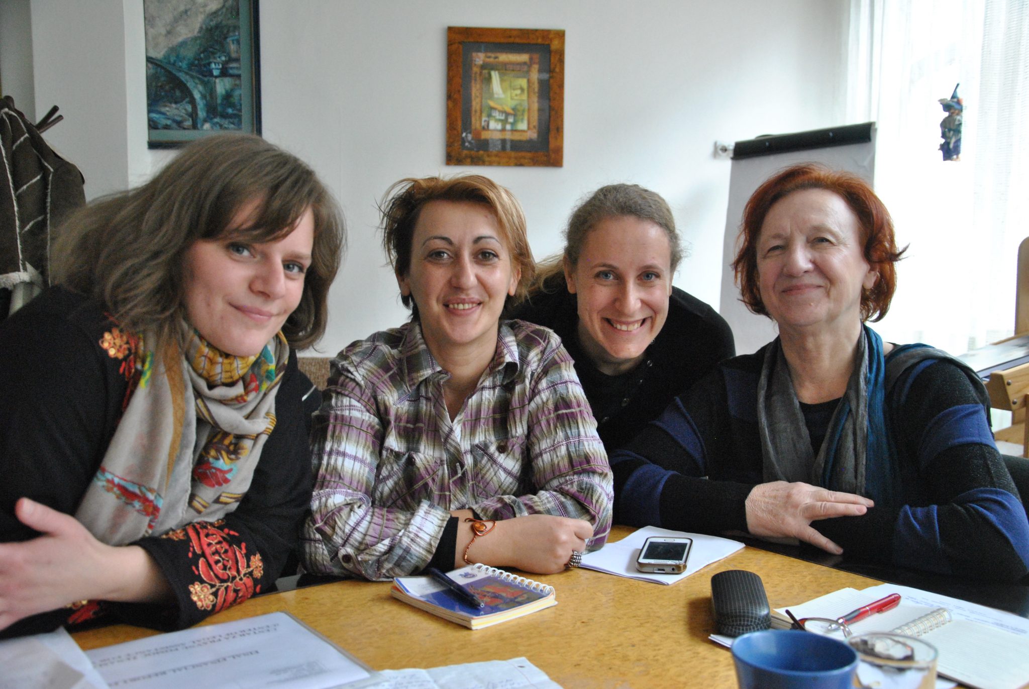 Bosnian women's rights activists preparing for an equality demonstration on 8 March, International Women's Day. Photo: Johanna Arkåsen / Kvinna till Kvinna