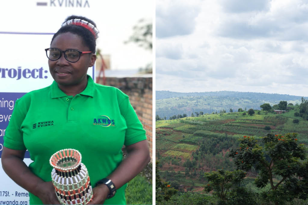 Rwanda ranks amongst those countries most vulnerable to climate change. 45-year-old entrepreneur and environmental activist Germaine Ujeneza works to empower women and get them involved in environmental protection. Photos: Neema Icyishatse/AKWOS and Gloria Powell