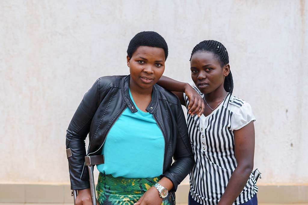 Nadine, 24, and Ruth, 21, are two of the participants in Haguruka's programme for youths, educating them on sexual and reproductive health and rights. Photo: Gloria Powell